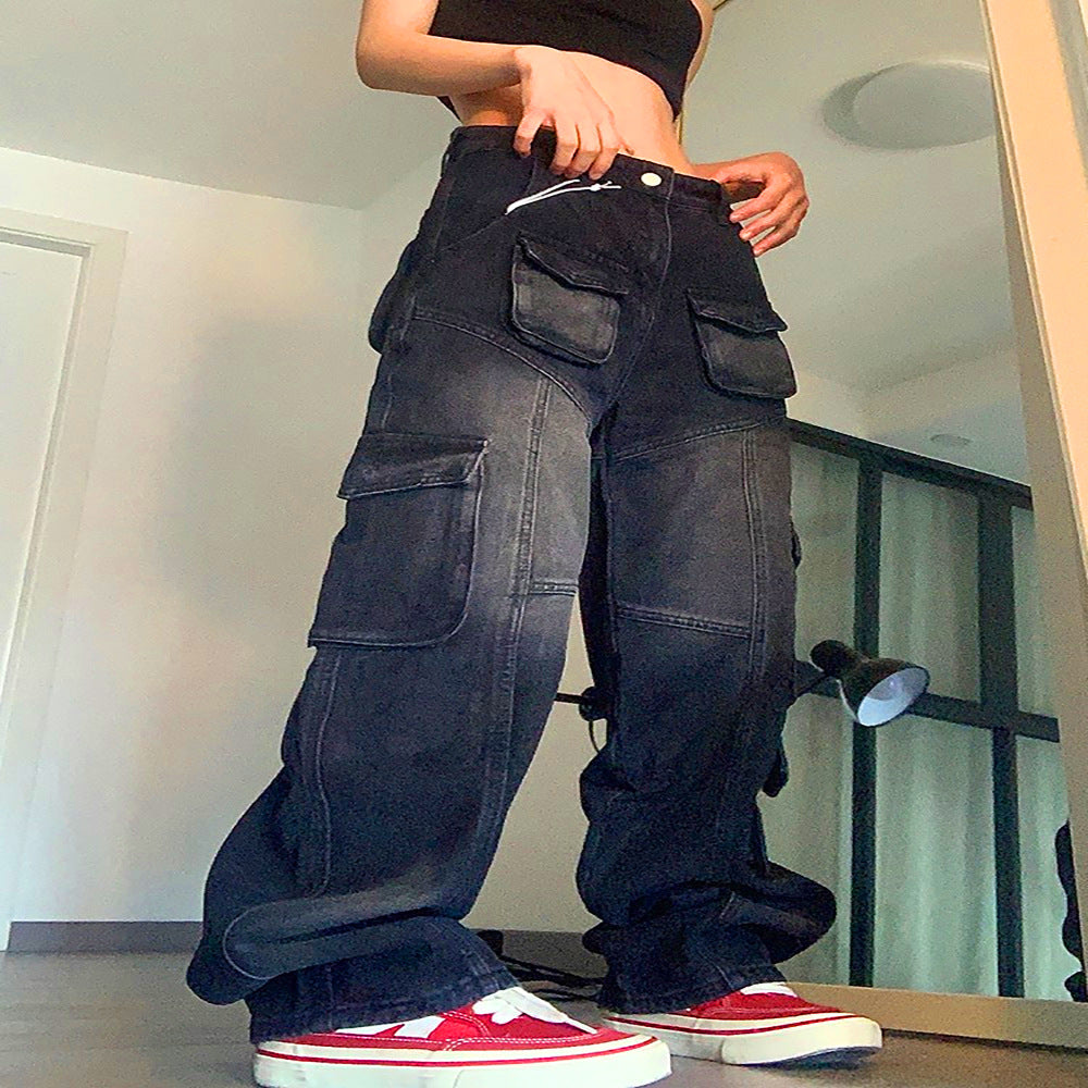 European and american cross-border women's clothing:  african-inspired jeans - trendy, streetwear-style, versatile, multi-pocket denim pants