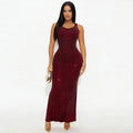 C7629 cross-border   fashion women's sexy rhinestone high-waisted reversible dress