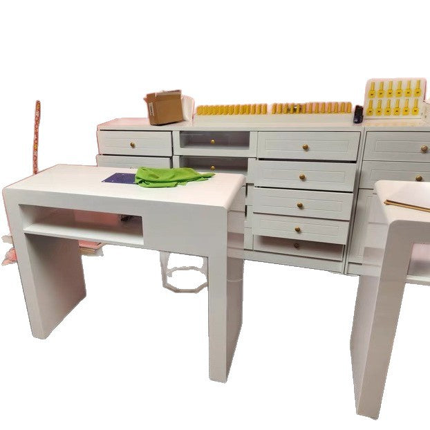 Japanese manicure table Double three-person manicure shop decoration with groove storage box Vacuum cleaner Nail table log