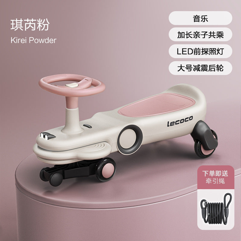 Lecoco Leka children's twisting car anti-rollover yo car universal wheel Niuniu car 1-3 years old baby twisting car