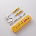 Cute stainless steel cutlery set with stylish ceramic handles - portable student dinnerware, kids' chopsticks and spoon set
