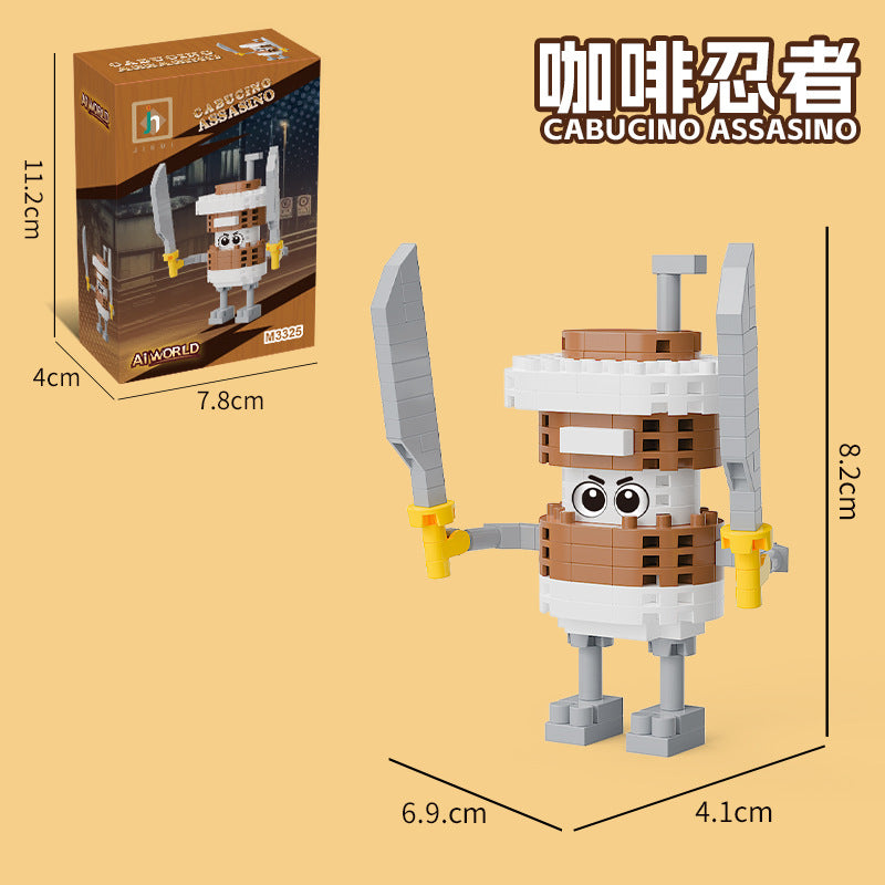 [half price big sale] ai shan hai jing wooden stick man banana monkey shark puzzle assembled building blocks handmade toy ornaments