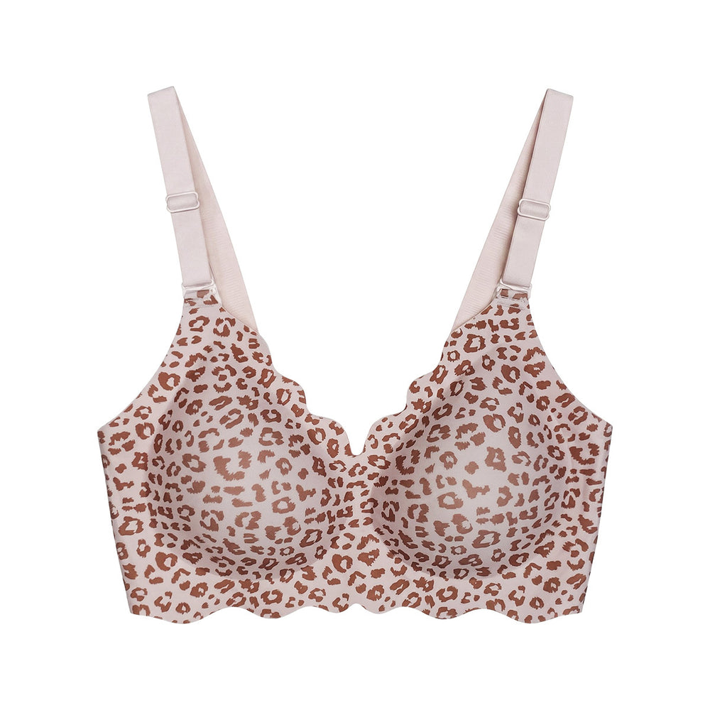 fashionbest selling leopard print plus size seamless intimates jelly glue soft support push up plus size bra bra