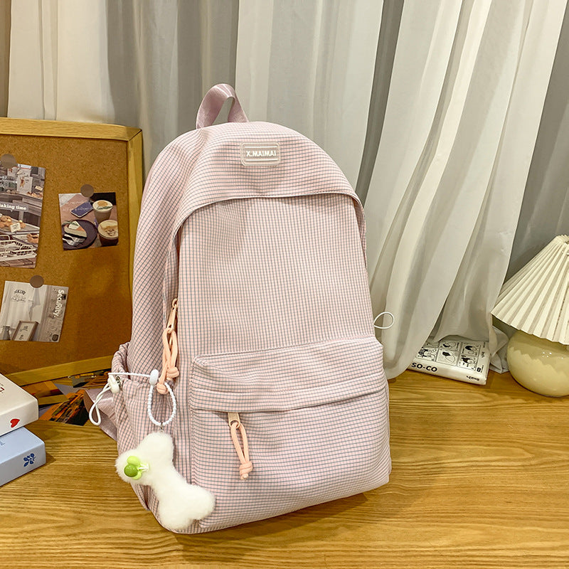 2025 new small fresh plaid backpack - student schoolbag, family matching bag, travel bag, lightweight korean style backpack for girls