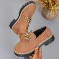 export plus size women's autumn new metal chain chunky sole fashionable versatile casual loafers wholesale