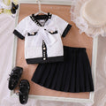 Kids clothing  cross-border new arrivalfashionspring & fallgirl white short-sleeved tops + skirt