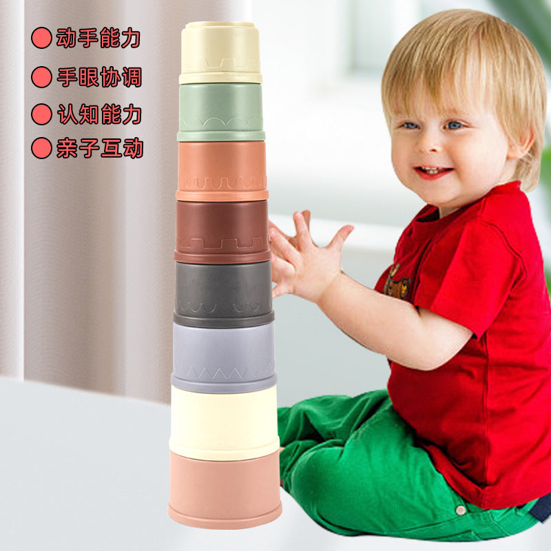 Cross-border export South East Asia fun round stacking cup bathroom bath toy creative building block stacking music infant