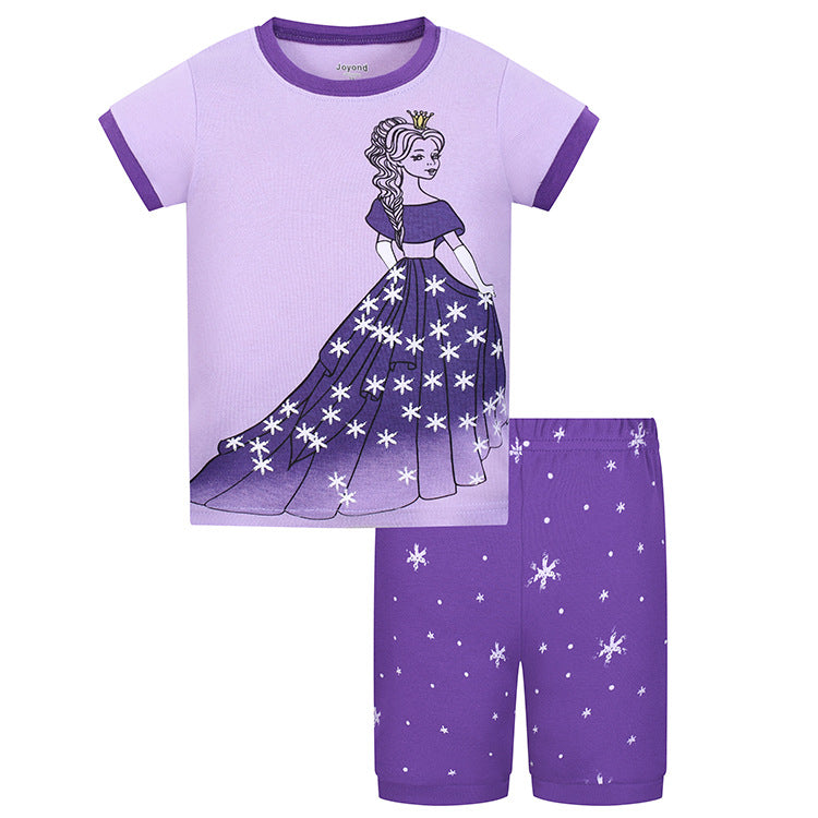 e-commerce product: classic purple princess short-sleeve and shorts set for  and