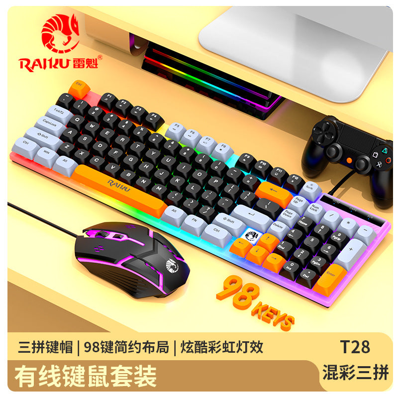 Raiku t28 wired membrane keypad with rotary encoder, tri-color backlit, mechanical feel, desktop computer office keyboard
