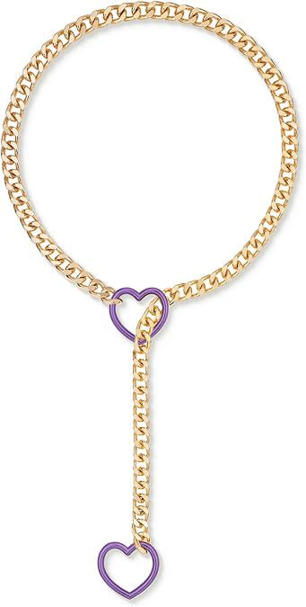 2024 new cross-border multi-color heart & o-ring adjustable punk cuban long necklace - couple's style