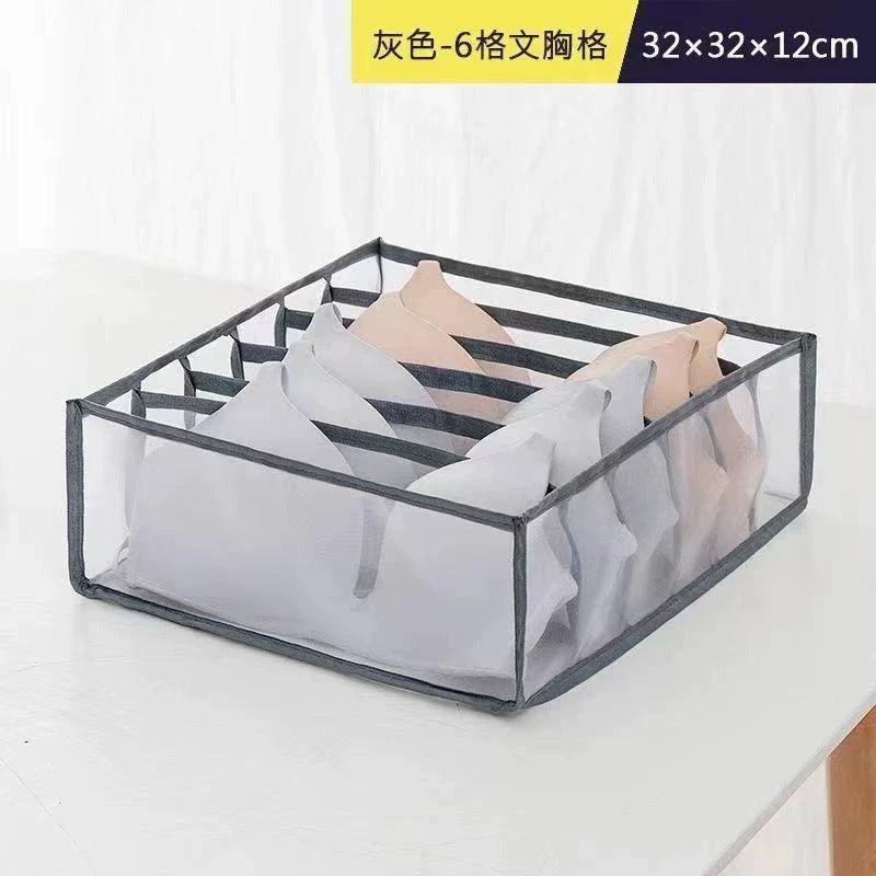 Cross-border underwear storage box, grid drawer type socks, three-in-one multi-functional mesh fabric drawer type finishing box