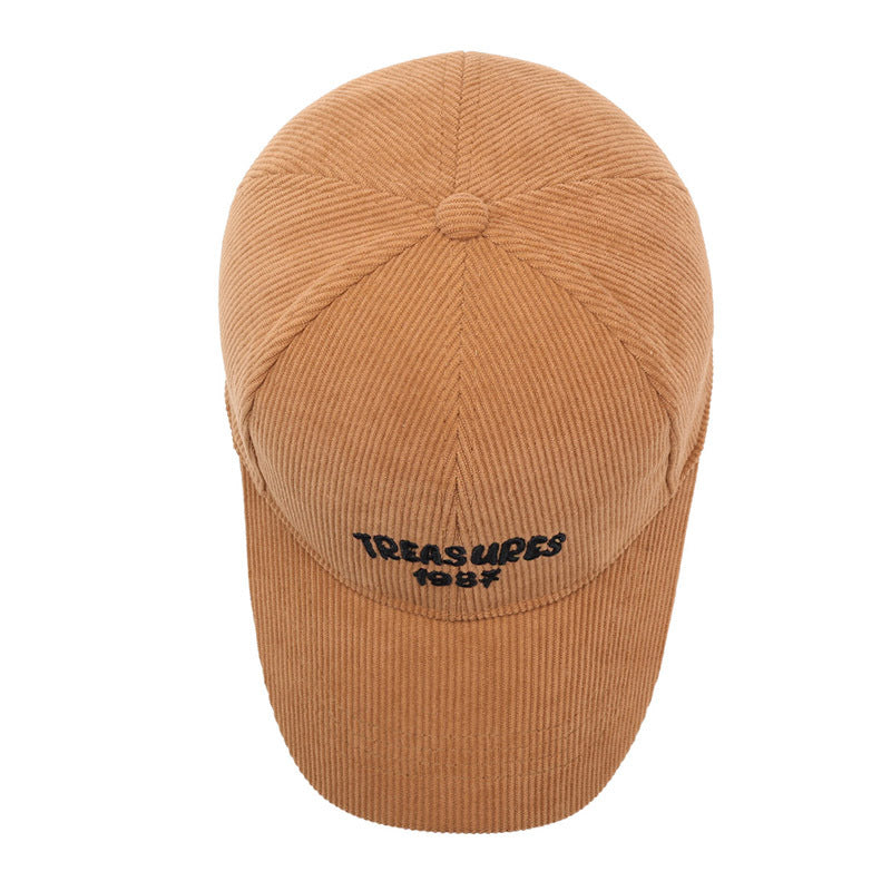 Autumn and winter new corduroy solid color baseball cap outdoor simple casual letter duck tongue cold and warm men's and women's hats