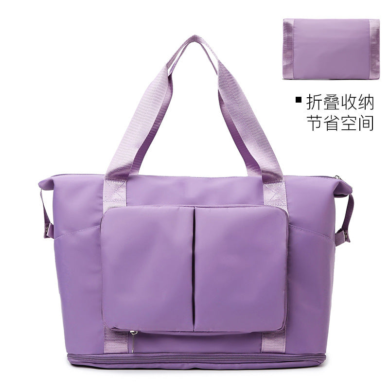 Portable folding sports fitness bag dry and wet separation short-distance travel bag men and women expandable moving luggage storage bag