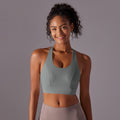 New seamless nude feel solid color racerback hook-and-eye sports bra - perfect for running, fitness, and yoga