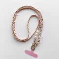 Mobile phone lanyard small fragrant pearl pickup chain long crossbody mobile phone hanging chain metal leather pendant bag chain