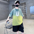Boys' summer outfit set: new  styles for mid-to-large children - lightweight, short-sleeved, stylish summer clothes for boys, perfect for making a statement