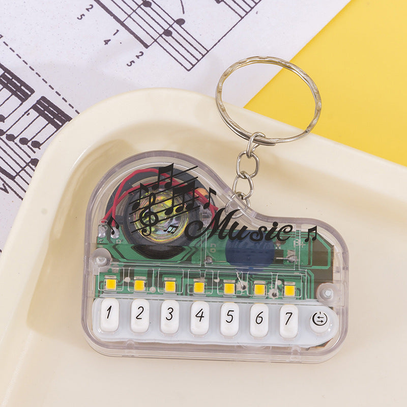 Mini pocket piano keychain - kids' electronic keyboard cartoon keychain pendant - playable, light-up creative toy
