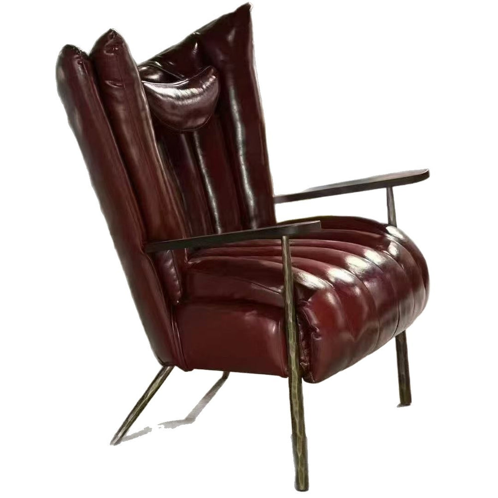 Used tea room owner chair oil wax leather single sofa living room casual chair designer retroaccessible luxury godfather chair
