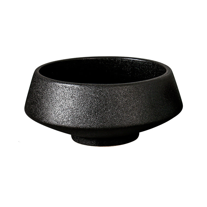 Ins creative ceramic rice bowl black frosted high-leg for home soup bowl restaurant noodle bowl dessert bowl ceramic tableware