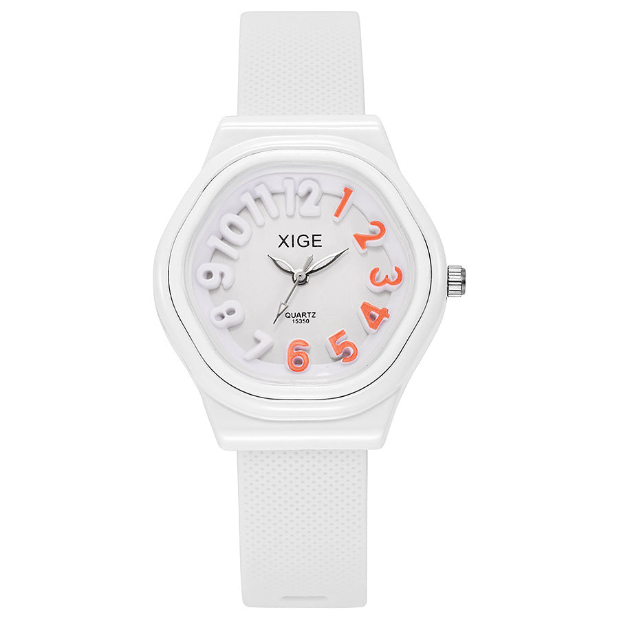 New candy-colored silicone strap waterproof women's watch student watch dopamine color block quartz watch - wholesale from manufacturer