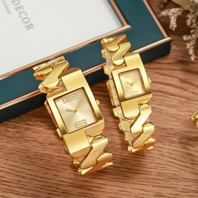 watch retro square couple quartz bracelet watch elegant accessible luxury fashion gold classic medieval watch