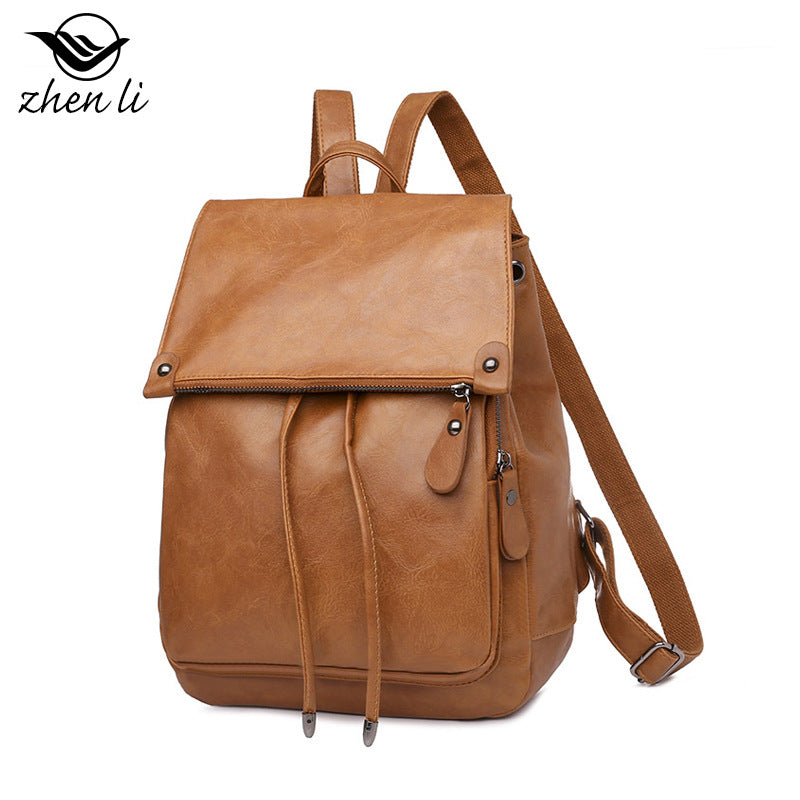 Cross-border women's backpack retro versatile PU soft leather small backpack backpack women's anti-theft travel backpack