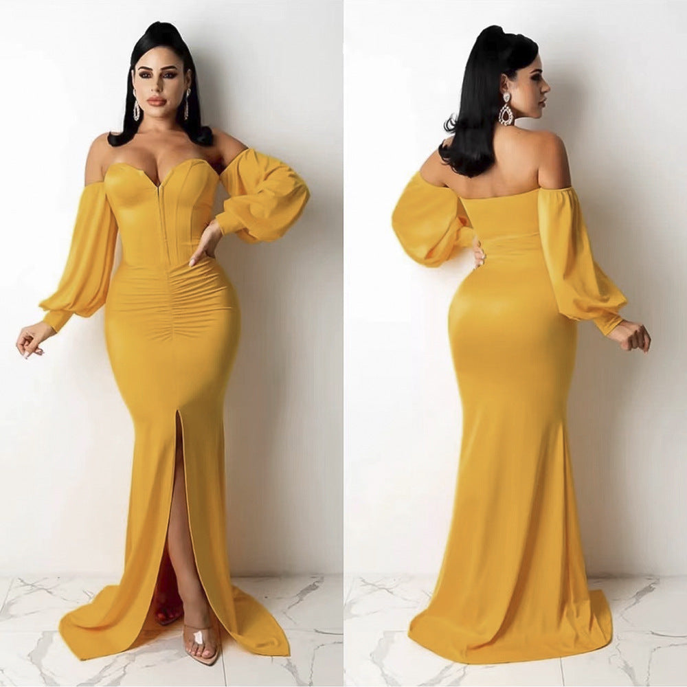 African women's corset bodycon floor-length sexy party dress evening gown - cross-border supply * includes clear straps