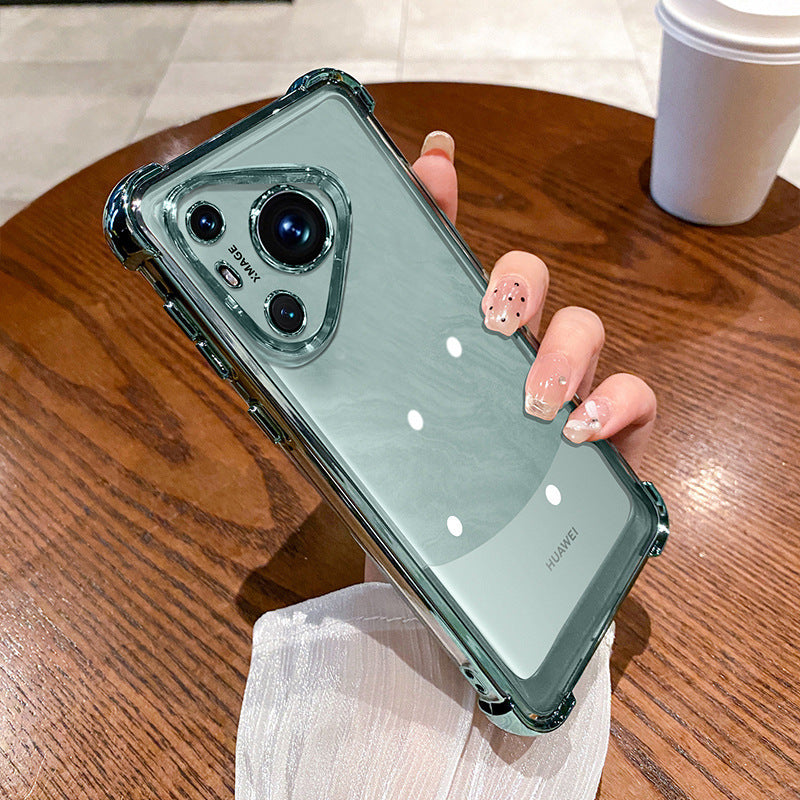 Suitable for huawei p80 electroplated transparent mobile phone case with four-corner airbag anti-fall magic8 protective cover nova13pro new