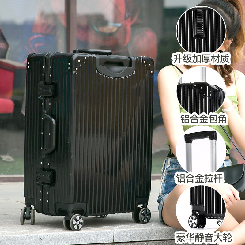 Luggage Internet celebrity trolley case female aluminum frame suitcase universal wheel male ins password case 20 inches 24 leather case 28