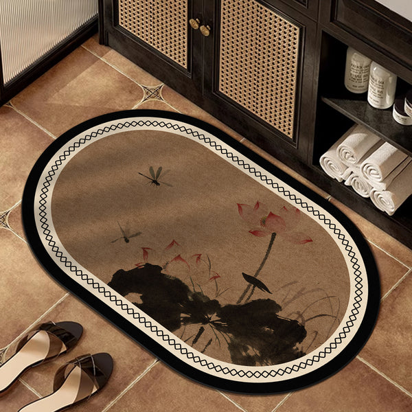 American retro bathroom floor mat antique bathroom absorbent foot mat toilet diatom mud quick-drying non-slip cushion
