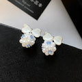 Silver needle cat's eye bow s-style pearl earrings - unique, beautiful, exquisite 5a zircon studs - high-end earrings