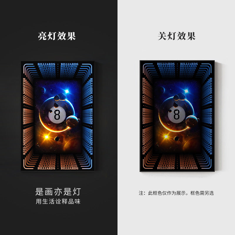 Trend billiard room luminous decorative painting imitation abyss mirror cyberpunk astronaut hanging painting billiard hall luminous lamp painting