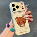 Couple glasses bear suitable for apple 18promax mobile phone case polka dot english label iphone17 soft case 16