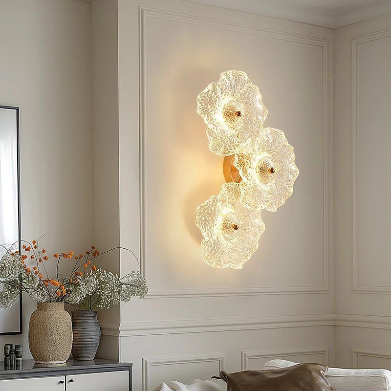 New french chic floral wall sconce - modern minimalist bedroom & dining room wall lamp - artistic ambiance lighting