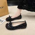 Sequin flats women's  summer new arrivalfrench evening light mouth fashioncasualbowsflats bean shoes