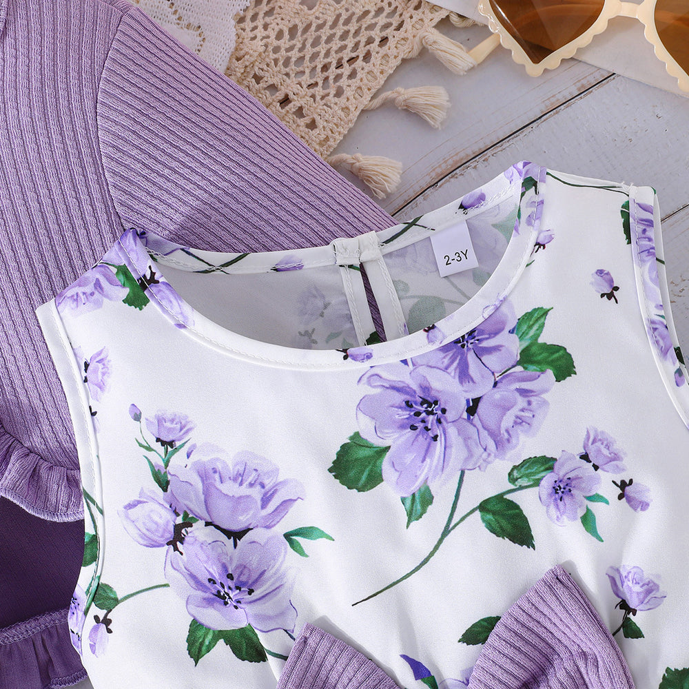 spring/autumn collection: girls' colorful sundress + solid color cardigan - stylish and elegant new arrival for little ladies