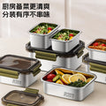 portable 304 stainless steel fruit and vegetable fresh-keeping lunch box large-capacity sealed combination with lid