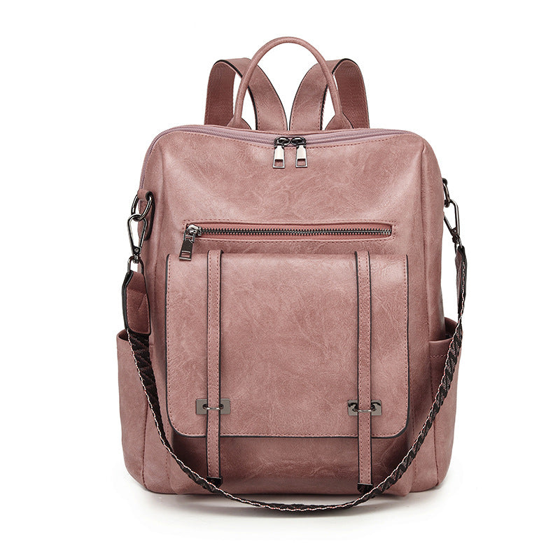 Spring  retro women's backpack new high-end PU soft leather dual-purpose double shoulder casual bag