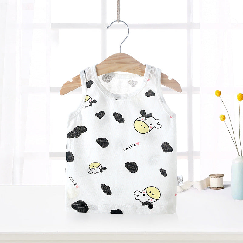 Baby vest summer strawberry ultra-thin style kids baby girl boy mesh sleeveless breathable undershirt belly protector