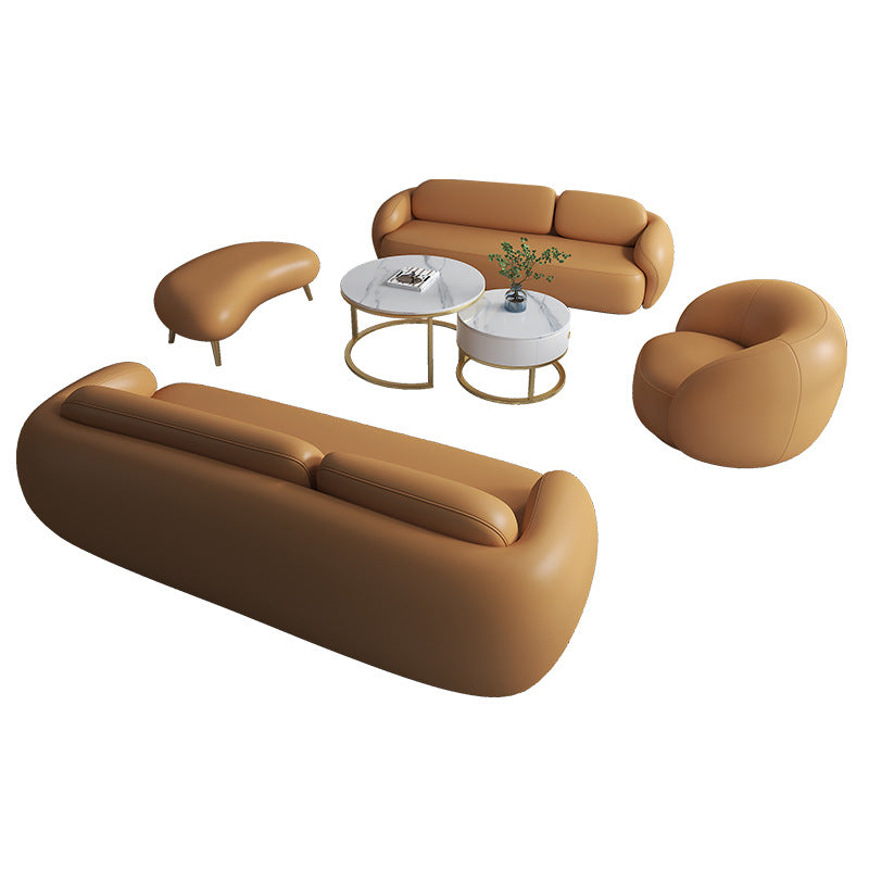 New arrival creative leather sofa combination coffee table yuanbao bread sofa business club reception negotiation sofa