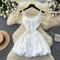 K-style white pure desire style lace suspender easiest for matchdress women's summerhigh waistslimming look flower bud puffy skirtelegant