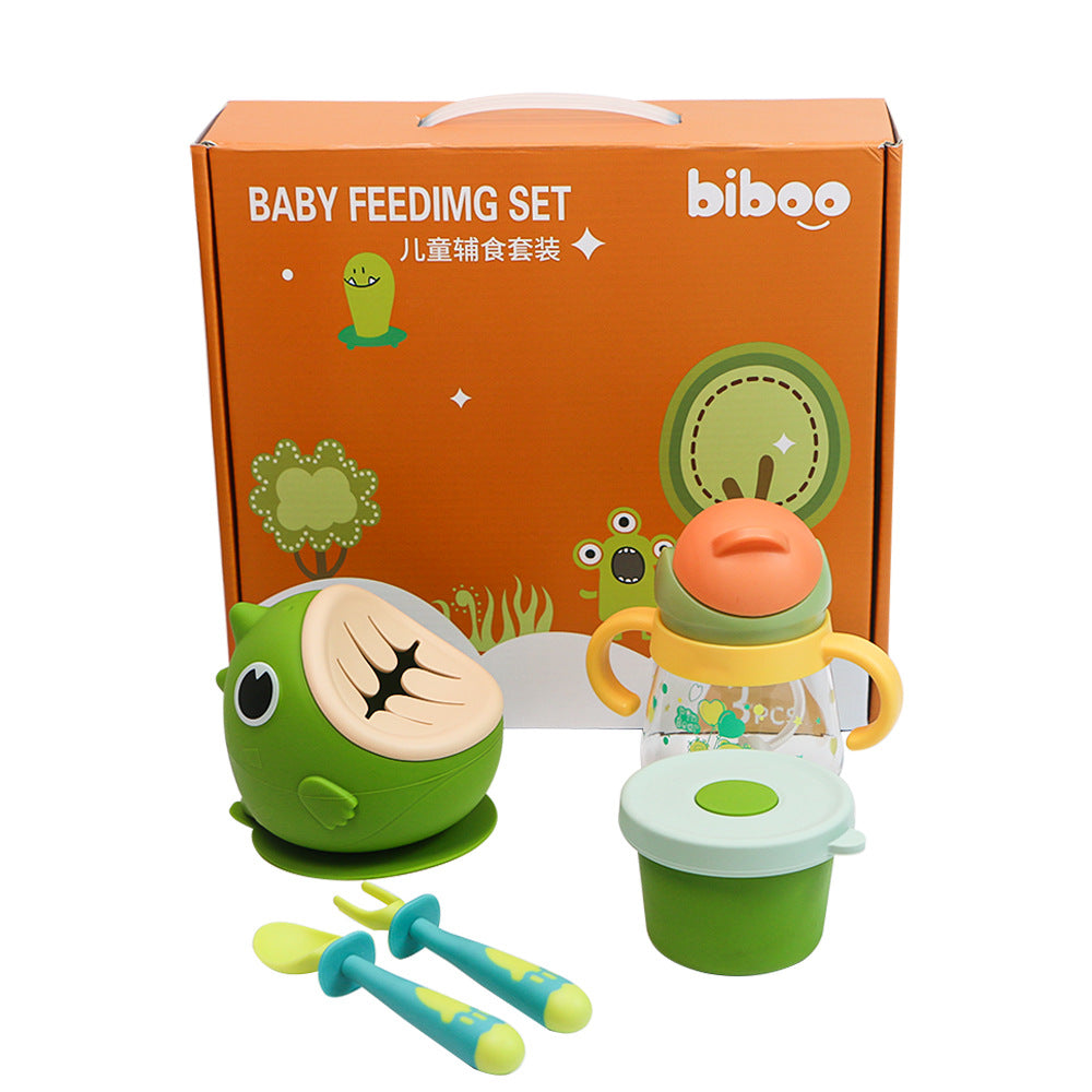 Silicone baby gift set wholesale: baby home four-piece gift box, tableware, and complete children's dinnerware supplies