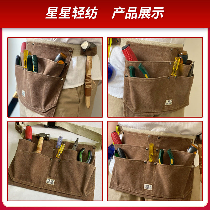 Waist bag hardware tool bag construction site use multi-pocket thickened wear-resistant waist bag electrician's choice work user outdoor waist bag