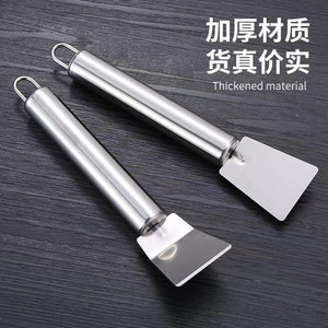 Stainless steel heavy-duty ice scraper & pan scraper - kitchen tool for removing grease, defrosting freezers, and scraping ice