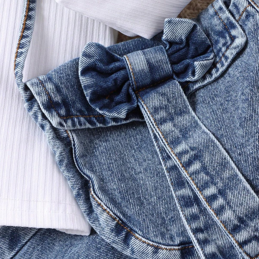 Girls'  autumn/winter new arrival:  bestselling long-sleeve outfit - denim pants + adorable fashion denim bag