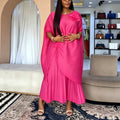 African loose pleated 3d floral fashion outerwear & pleated wide-leg pants set - party & wedding robe two-piece outfit