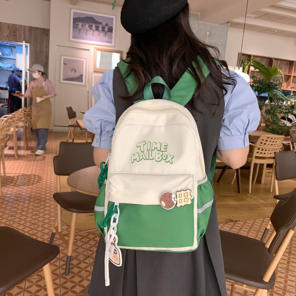 New Korean version contrasting color trend student schoolbag fashionable leisure commuting backpack large capacity versatile travel backpack