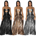 C7523 cross-border   fashion women's sexy camisole elegant prom sparkly dress