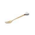 Luxury ceramic spoon stainless steel coffee spoon afternoon tea cake dessert spoon cross-border high-value small fork soup spoon