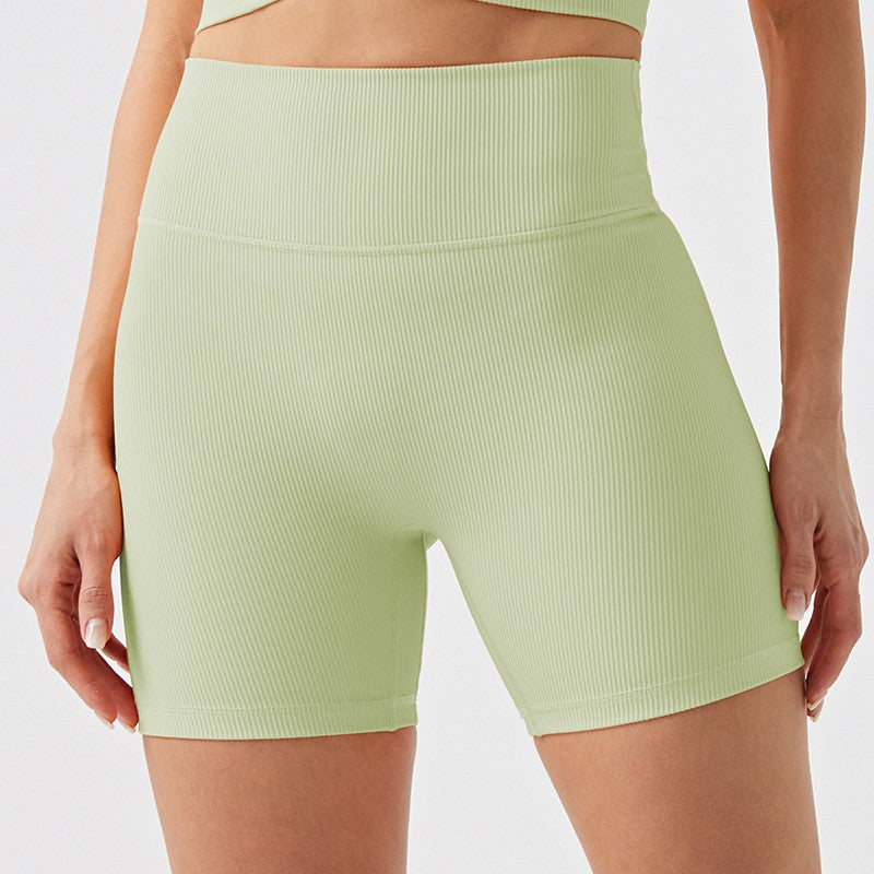 ribbed fabric nude yoga clothes training fitness clothes high waist running sports fitness clothes suit jink female